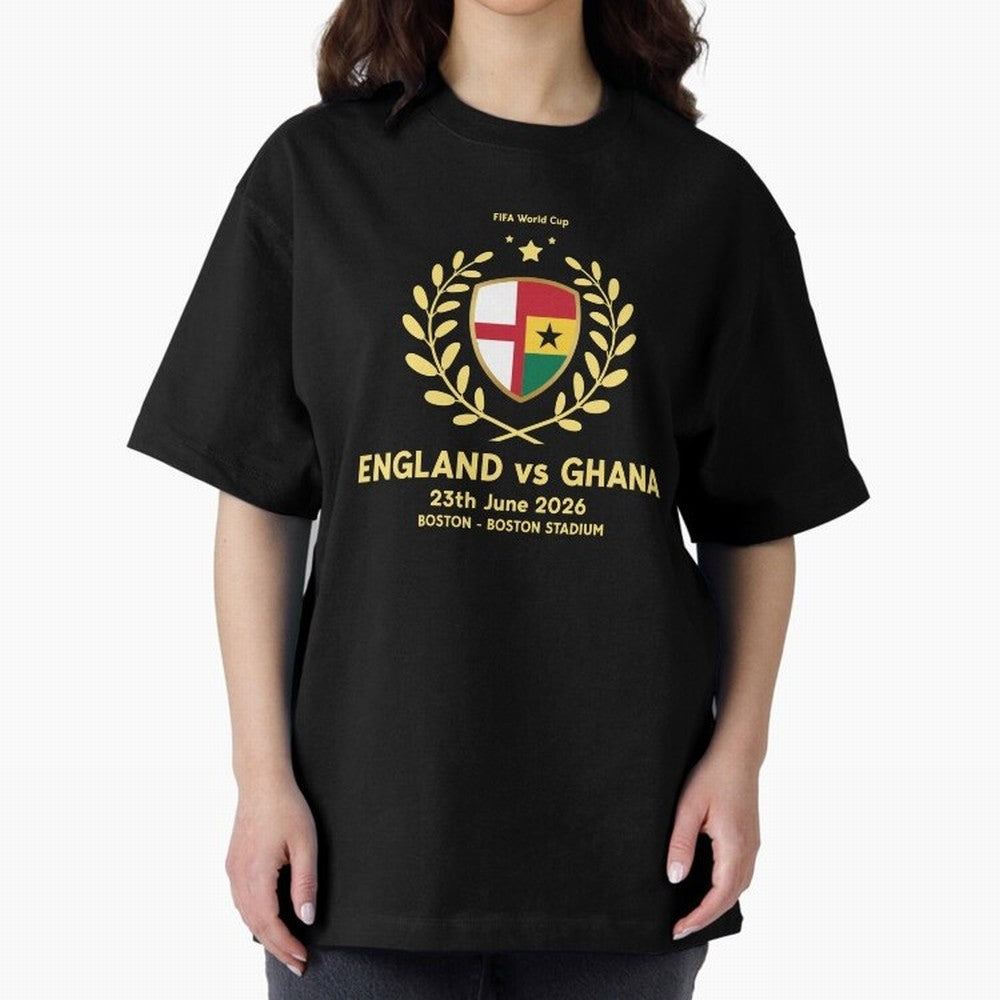 FIFA World Cup - England v Ghana Oversized T-Shirt Carry Global Football Passion for FIFA World Cup 2026, Featuring Messi, CR7 and Mbappe, France, Sports Nostalgia, International Competition, Famous Players and Unforgettable Victories; Made for