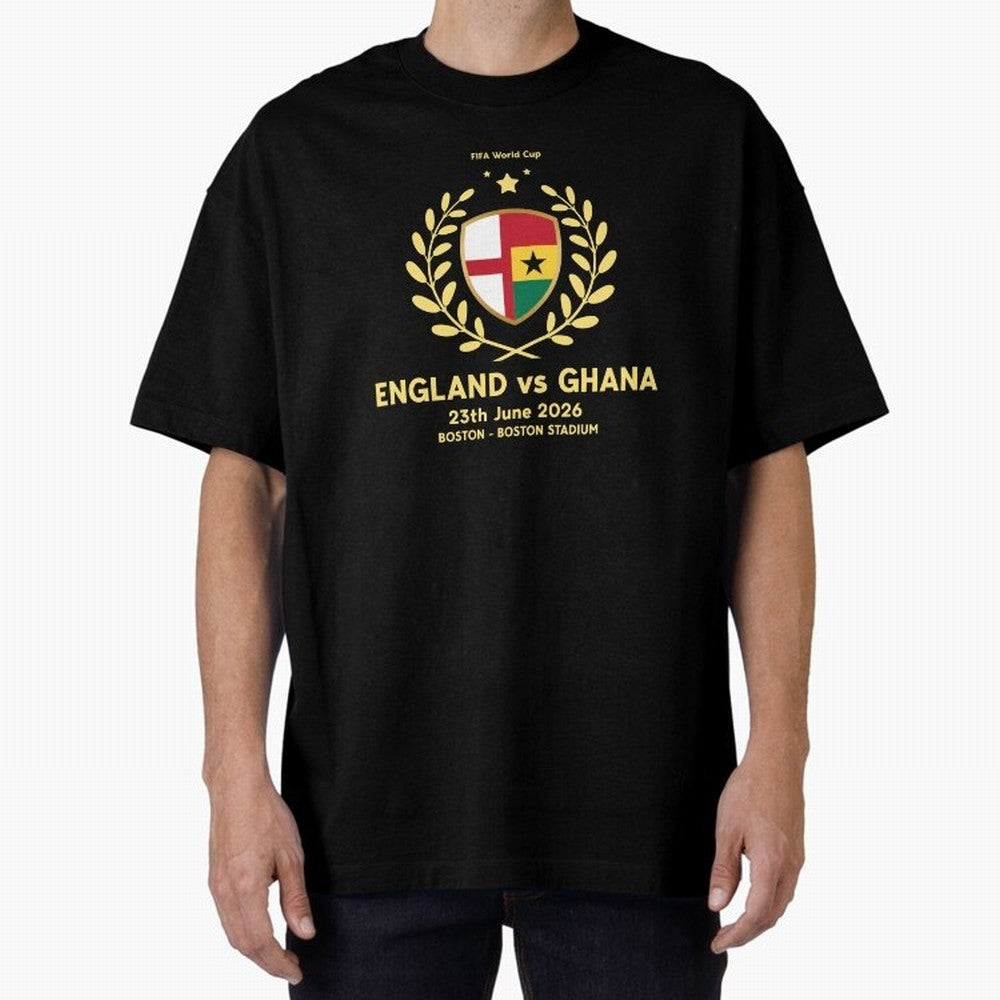 FIFA World Cup - England v Ghana Oversized T-Shirt Carry Global Football Passion for FIFA World Cup 2026, Featuring Messi, CR7 and Mbappe, France, Sports Nostalgia, International Competition, Famous Players and Unforgettable Victories; Made for