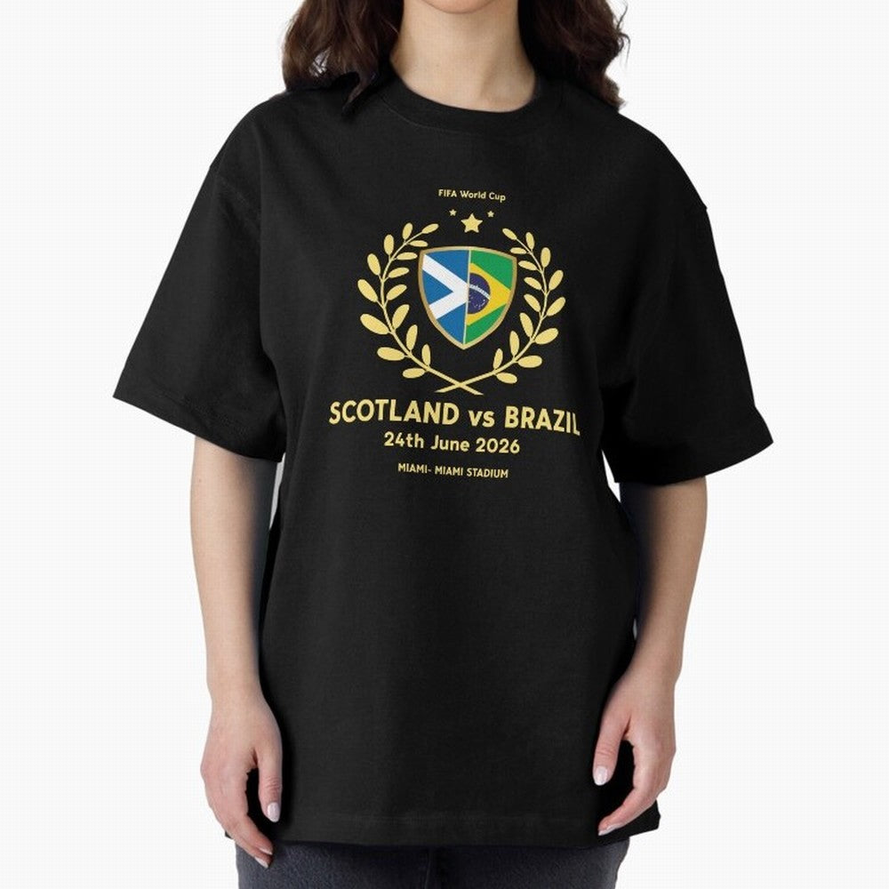 FIFA World Cup - Scotland v Brazil Oversized T-Shirt Celebrate Fan Favorites in the FIFA World Cup 2026 Journey through Mbappe and Neymar Highlights, England and Germany Pride, Football Festival Excitement, Trophy Ambitions, Country Rivalries and