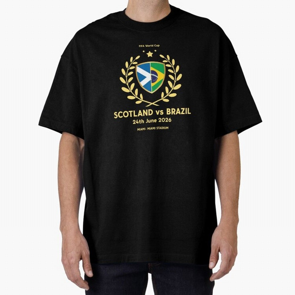 FIFA World Cup - Scotland v Brazil Oversized T-Shirt Celebrate Fan Favorites in the FIFA World Cup 2026 Journey through Mbappe and Neymar Highlights, England and Germany Pride, Football Festival Excitement, Trophy Ambitions, Country Rivalries and