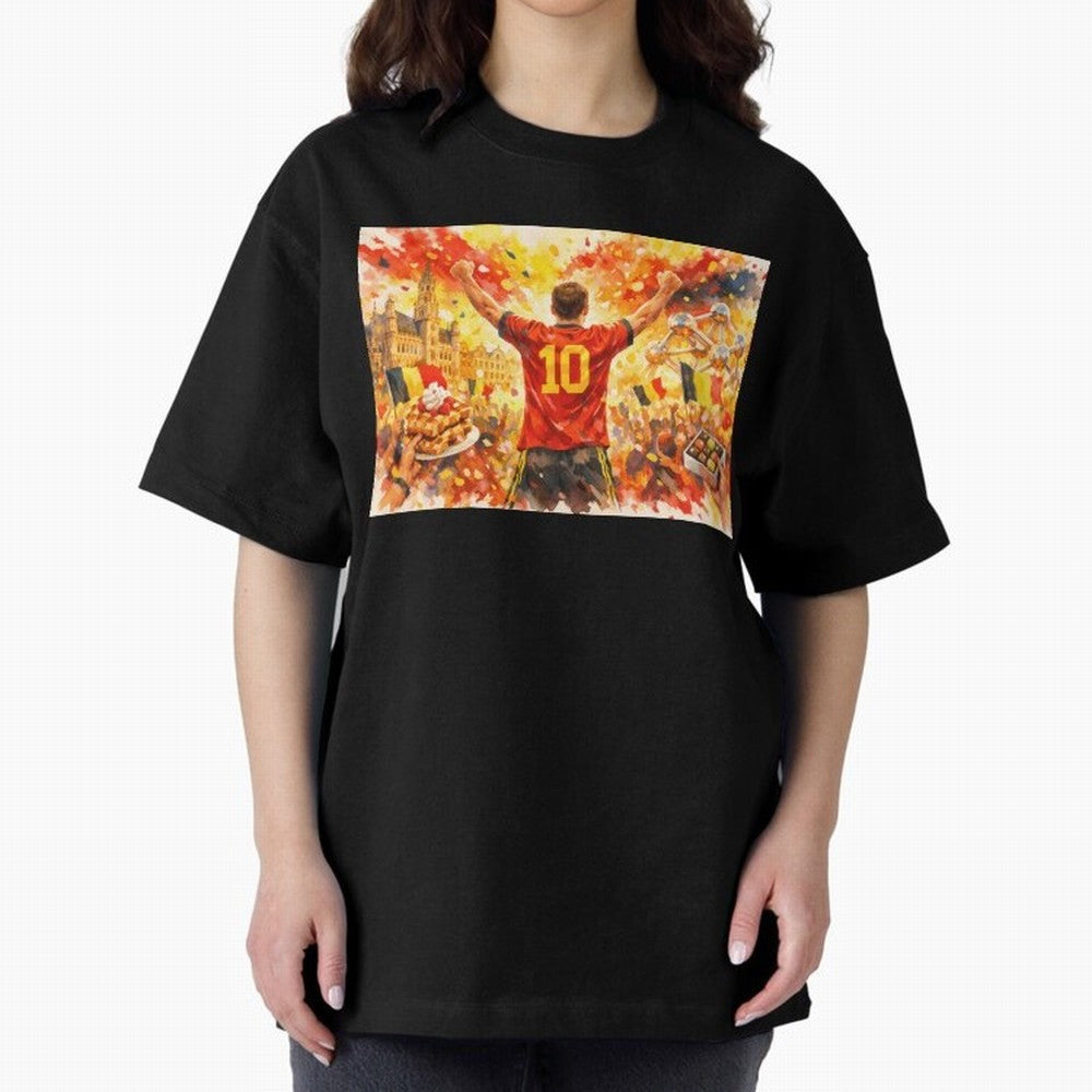 Belgian Celebration with Atomium Belgium Soccer Vibes Oversized T-Shirt Turn Up for FIFA World Cup 2026 USA Canada Mexico for Fans of Neymar, Haaland and Cristiano Ronaldo and Argentina and Brazil, Bringing Classic Soccer Heritage, Championship
