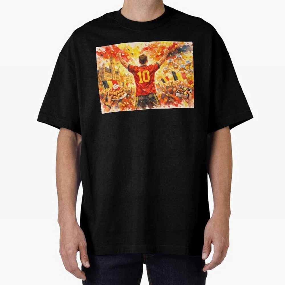 Belgian Celebration with Atomium Belgium Soccer Vibes Oversized T-Shirt Turn Up for FIFA World Cup 2026 USA Canada Mexico for Fans of Neymar, Haaland and Cristiano Ronaldo and Argentina and Brazil, Bringing Classic Soccer Heritage, Championship