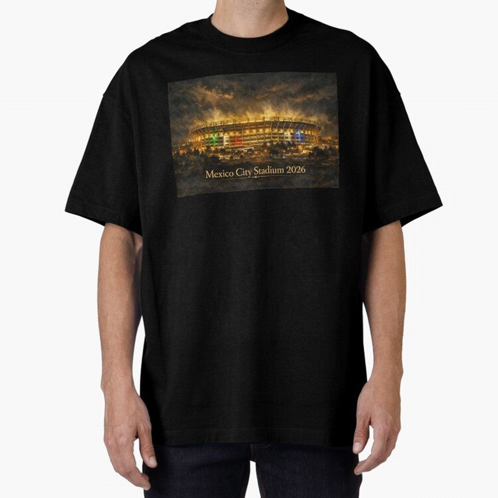 Mexico City Stadium at Night Oversized T-Shirt Showcase Match Day Hype around FIFA World Cup 2026, Mbappe, England and Germany, Game Day Rituals, Football Legends, Country Pride and the Road to the Final; Ideal for Football Dads, Football Moms,