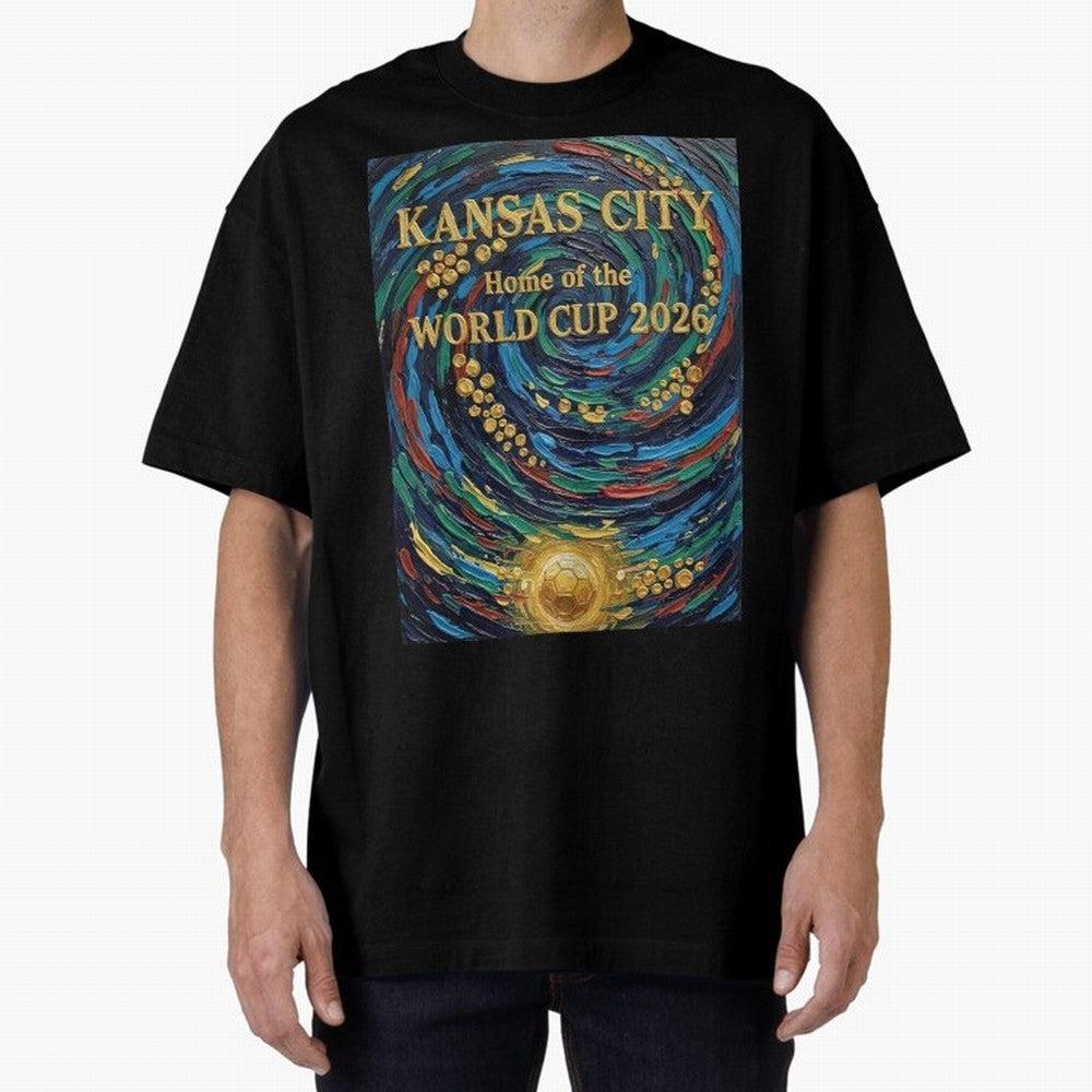 Kansas City Home of the World Cup 2026 Soccer Fan ¡ª Moody Jewel Art Print Oversized T-Shirt Celebrate National Team Dreams in FIFA World Cup 2026 USA Canada Mexico for Fans of Mbappe and Brazil, Portugal and Argentina, Bringing Stadium Chants,
