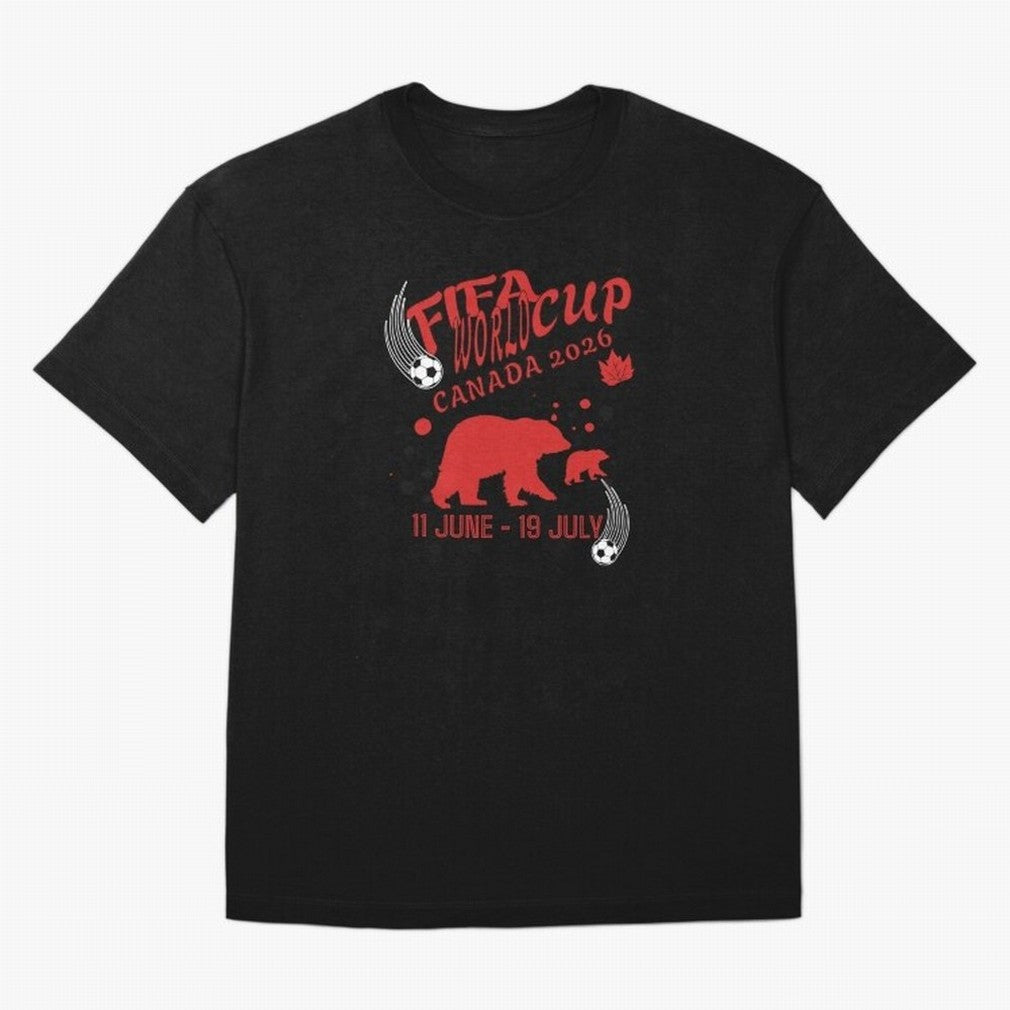 FIFA World Cup Canada 2026 Bear Maple Leaf - Football Canadian Design Oversized T-Shirt Bring World Football Passion into FIFA World Cup 2026 USA Canada Mexico Featuring Haaland and Mbappe, Spain Energy, Championship Spirit, Famous Goals, Roaring
