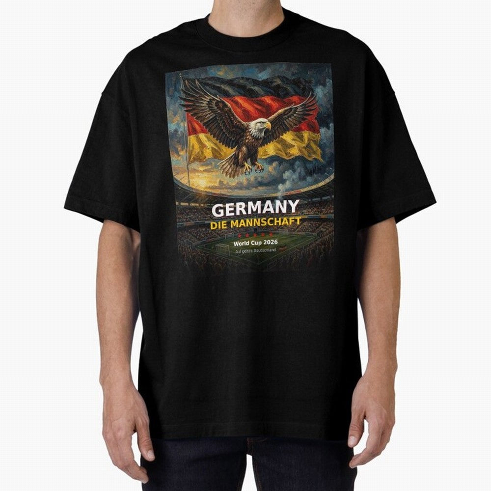 Germany Die Mannschaft - World Cup 2026 Soccer Fan Tee Oversized T-Shirt Bring World Football Passion into FIFA World Cup 2026 Group Stage for Fans of Messi, CR7 and Mbappe and Argentina, Bringing Soccer Culture, Superstar Moments, National Team