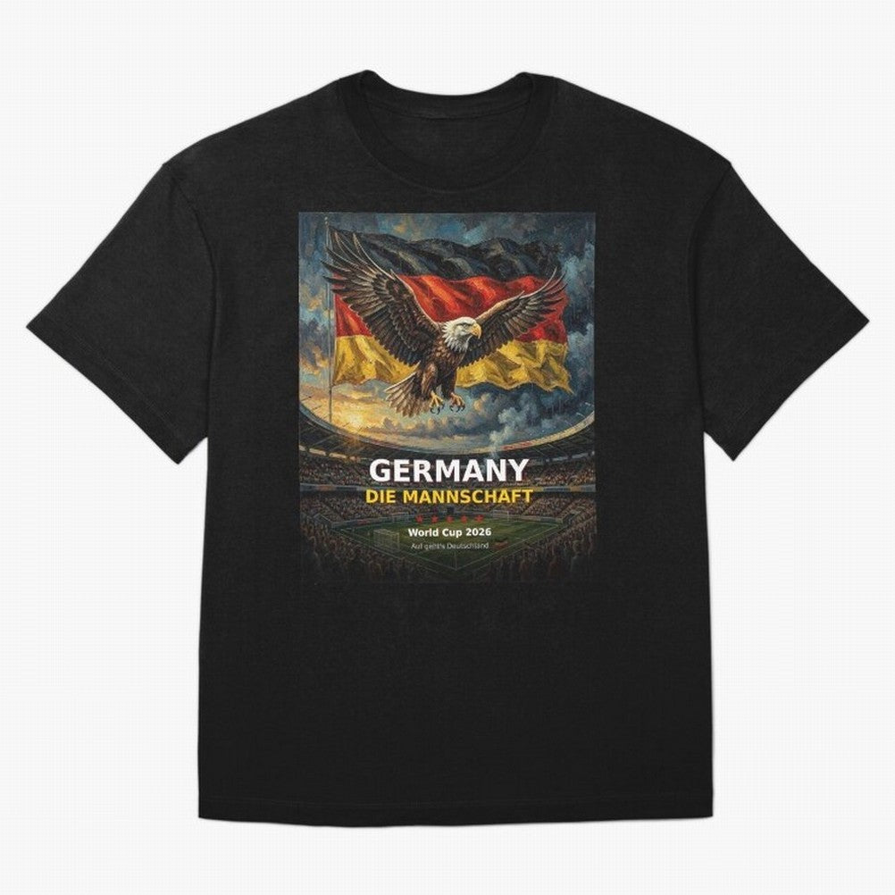 Germany Die Mannschaft - World Cup 2026 Soccer Fan Tee Oversized T-Shirt Bring World Football Passion into FIFA World Cup 2026 Group Stage for Fans of Messi, CR7 and Mbappe and Argentina, Bringing Soccer Culture, Superstar Moments, National Team