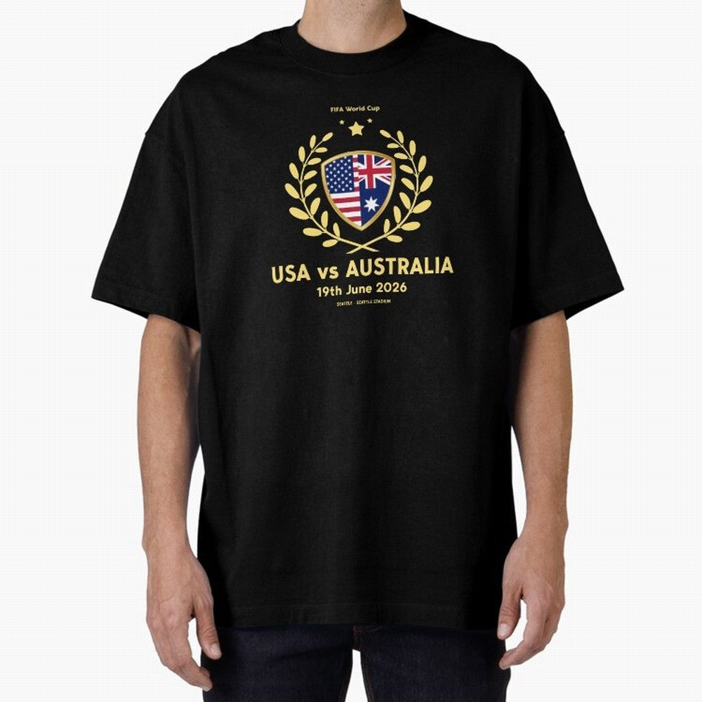 FIFA World Cup - USA v Australia Oversized T-Shirt Celebrate Rivalries and Pride in FIFA World Cup 2026 USA Canada Mexico for Fans of Messi and Cristiano Ronaldo and Argentina, Bringing Football History, Final Match Energy, Crowd Noise and Once in
