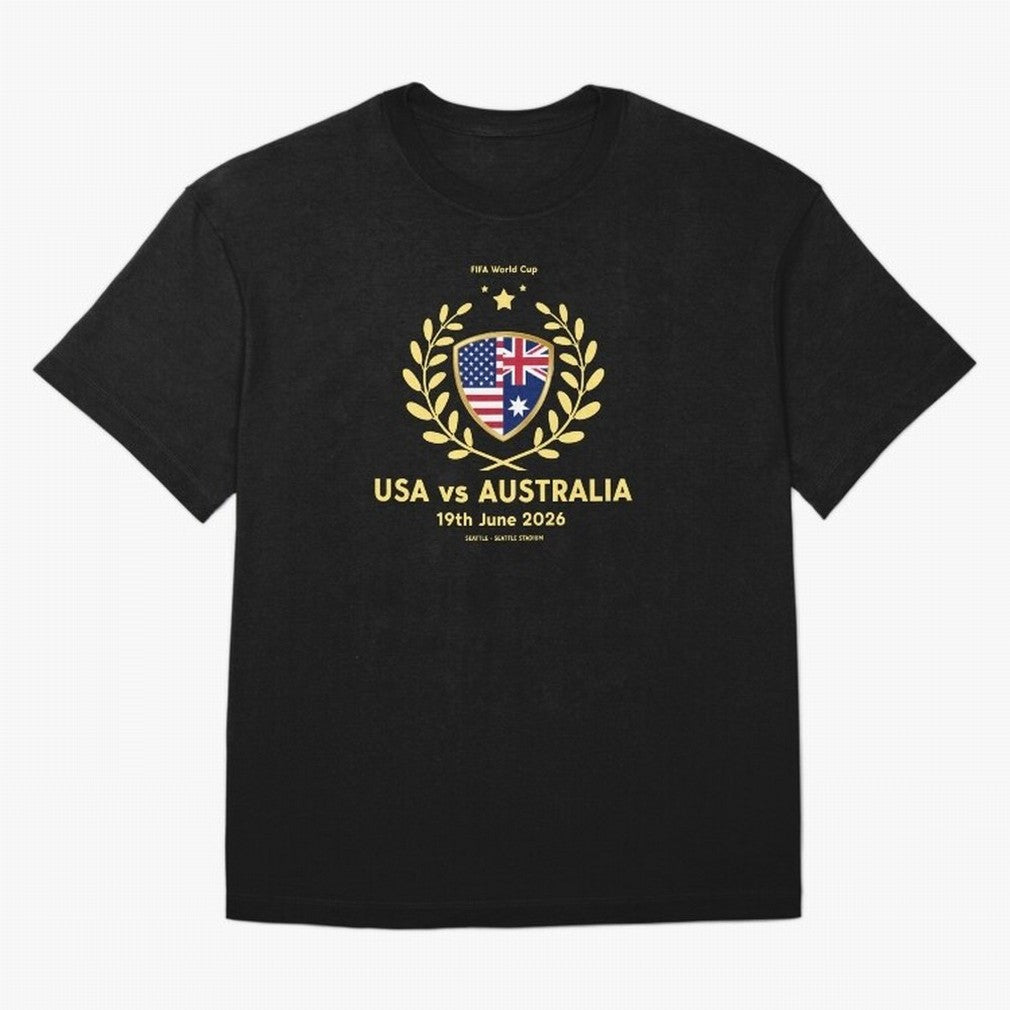 FIFA World Cup - USA v Australia Oversized T-Shirt Celebrate Rivalries and Pride in FIFA World Cup 2026 USA Canada Mexico for Fans of Messi and Cristiano Ronaldo and Argentina, Bringing Football History, Final Match Energy, Crowd Noise and Once in