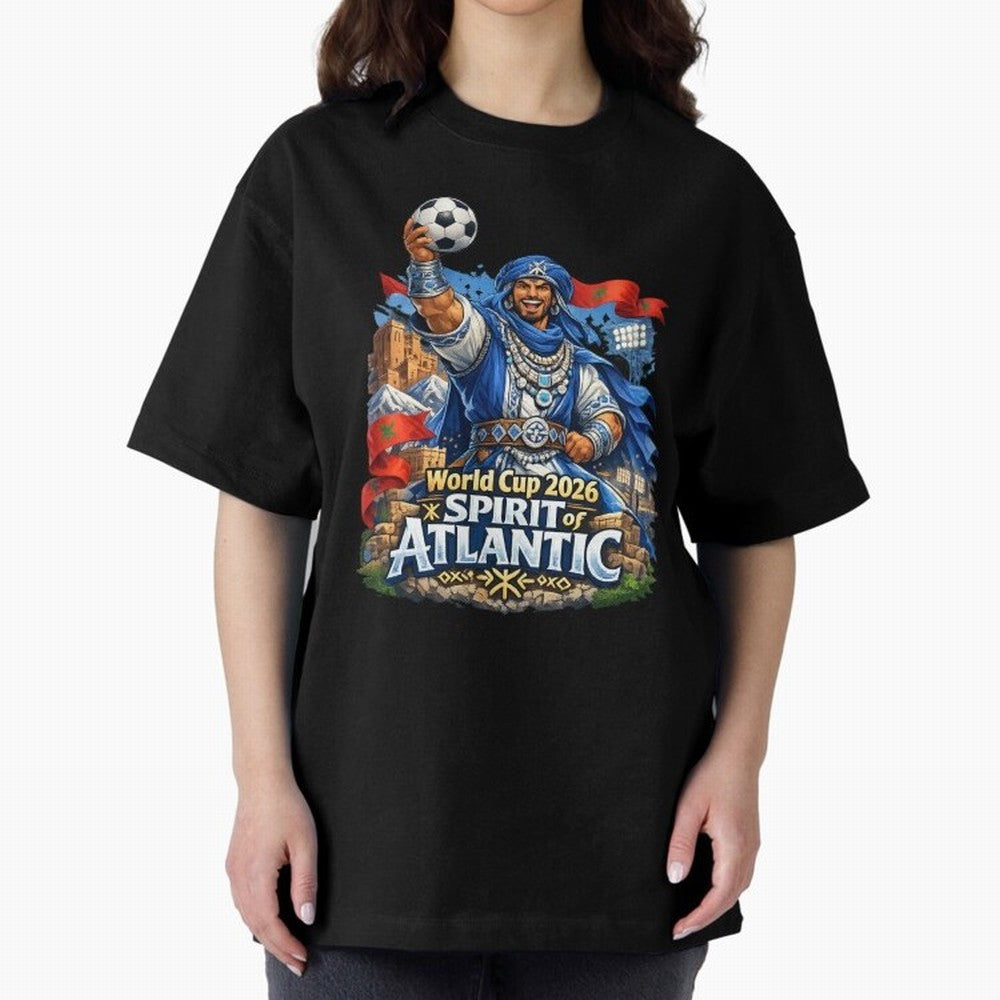 Moroccan World Cup 2026 Spirit of Atlantic Oversized T-Shirt Celebrate Rivalries and Pride in the FIFA World Cup 2026 USA Canada Mexico Journey through Neymar, Haaland and Cristiano Ronaldo Highlights, Portugal Pride, Football History, Final Match