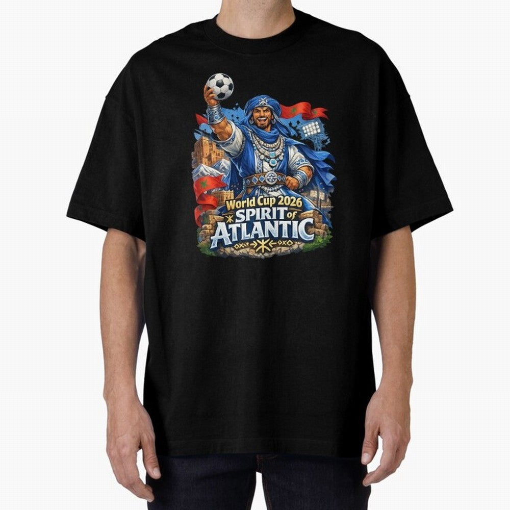 Moroccan World Cup 2026 Spirit of Atlantic Oversized T-Shirt Celebrate Rivalries and Pride in the FIFA World Cup 2026 USA Canada Mexico Journey through Neymar, Haaland and Cristiano Ronaldo Highlights, Portugal Pride, Football History, Final Match