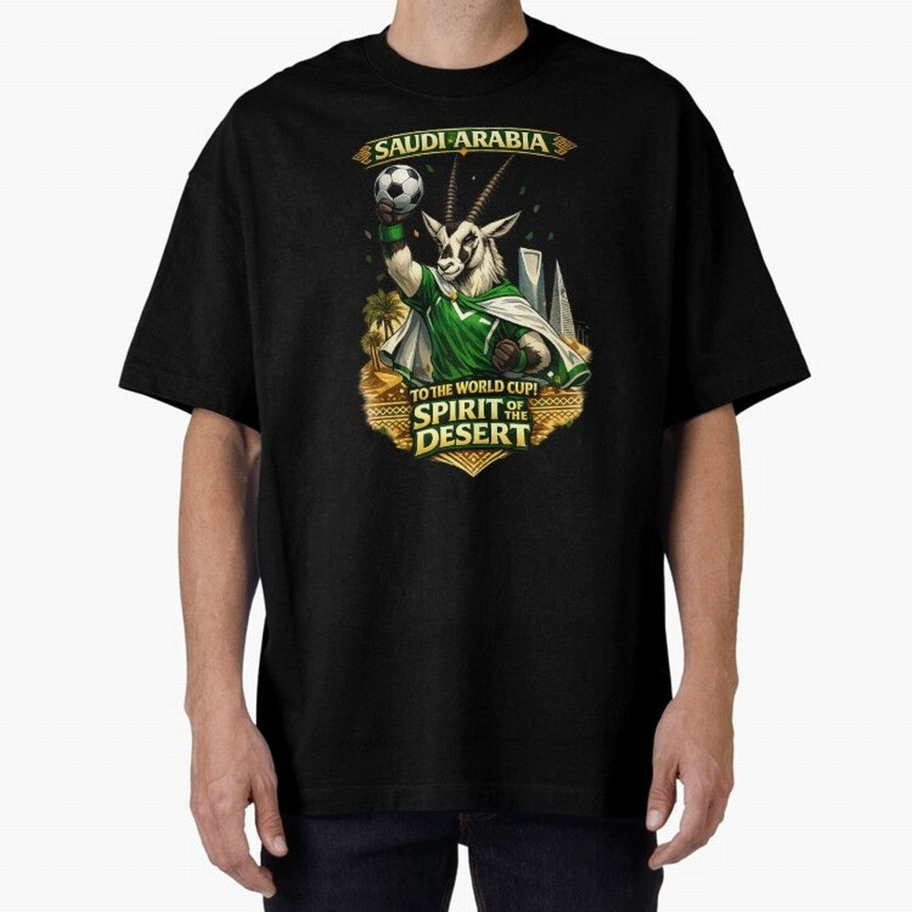 Saudi Arabia World Cup Desert Spirit Oversized T-Shirt Live the Energy of FIFA World Cup 2026 Group Stage Featuring Messi, England Energy, Supporter Pride, Iconic Celebrations, Legendary Names and Global Match Day Energy; Created for Match Day