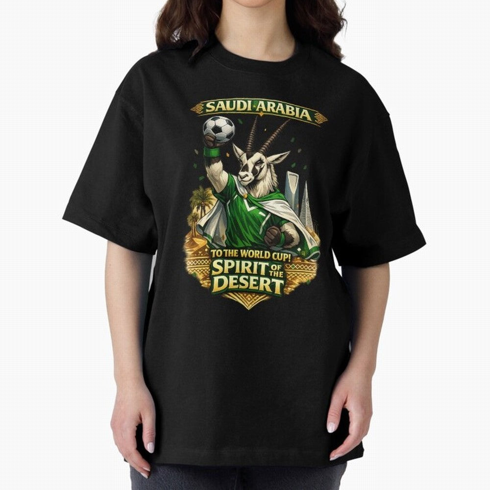 Saudi Arabia World Cup Desert Spirit Oversized T-Shirt Live the Energy of FIFA World Cup 2026 Group Stage Featuring Messi, England Energy, Supporter Pride, Iconic Celebrations, Legendary Names and Global Match Day Energy; Created for Match Day