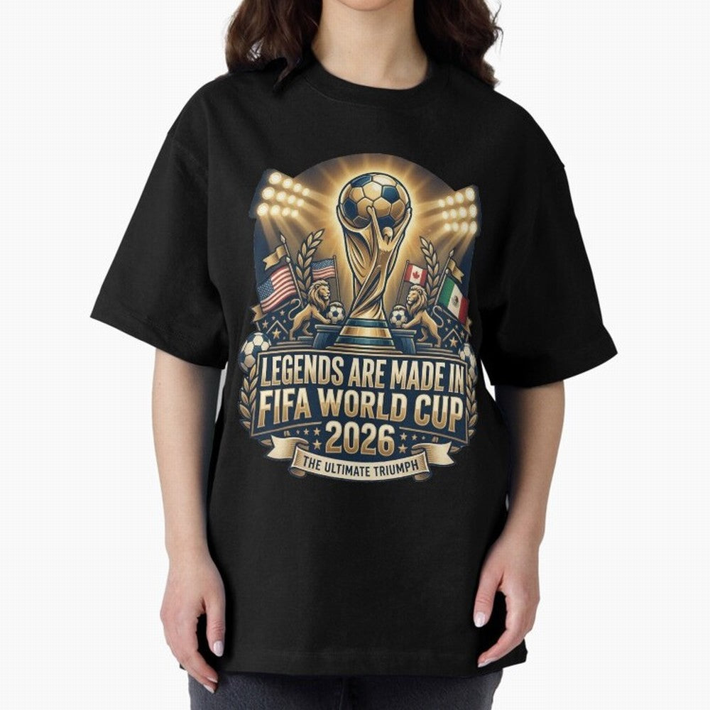 Legendary FIFA World Cup 2026 Football Quote Design For Passionate Soccer Fans Oversized T-Shirt Remember Iconic Moments from FIFA World Cup 2026 for Fans of Neymar, Haaland and Cristiano Ronaldo and Germany, Bringing Football Passion, Legendary