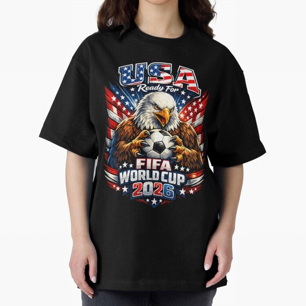 Soccer Pride Design For American Football Fans USA FIFA World Cup 2026 Oversized T-Shirt Show Passion for the Stars of FIFA World Cup 2026 Highlighting Messi, Germany Energy, Game Day Rituals, Football Legends, Country Pride and the Road to the
