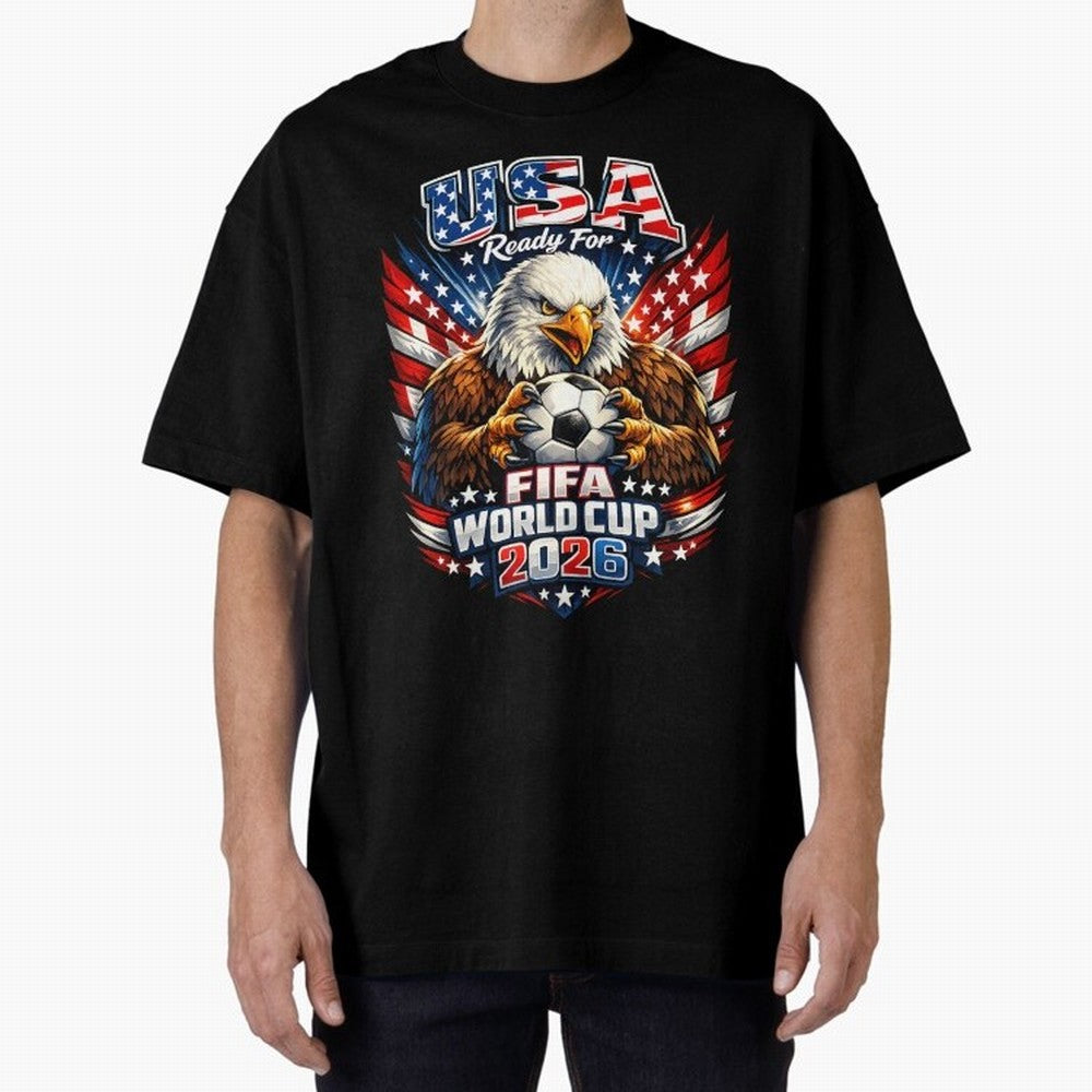 Soccer Pride Design For American Football Fans USA FIFA World Cup 2026 Oversized T-Shirt Show Passion for the Stars of FIFA World Cup 2026 Highlighting Messi, Germany Energy, Game Day Rituals, Football Legends, Country Pride and the Road to the