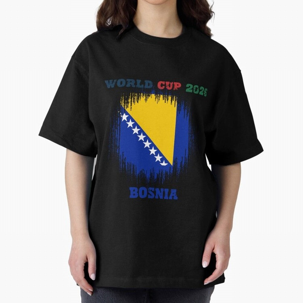 BOSNIA WORLD CUP 2026 Oversized T-Shirt Show Love for Legendary Goals in the FIFA World Cup 2026 USA Canada Mexico Journey through Messi, CR7 and Mbappe Highlights, Netherlands Pride, Football Festival Excitement, Trophy Ambitions, Country