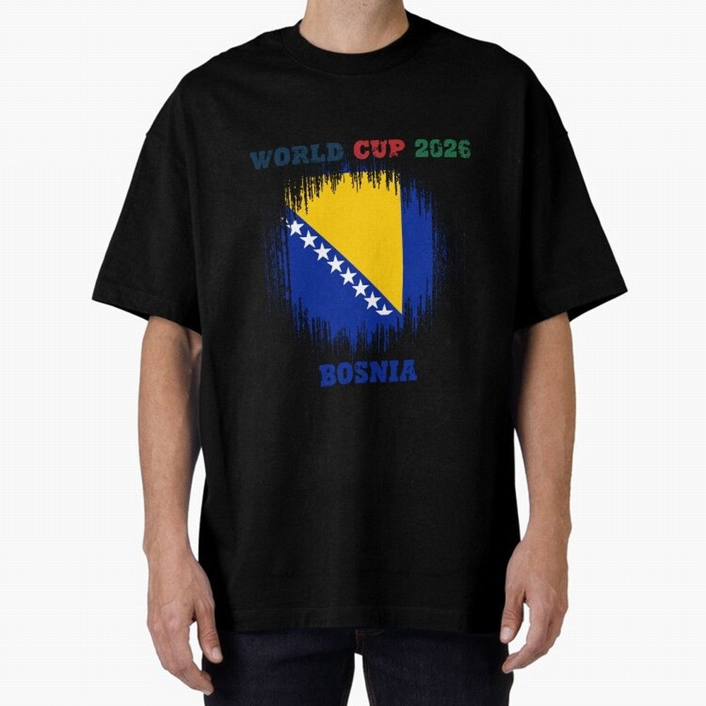 BOSNIA WORLD CUP 2026 Oversized T-Shirt Show Love for Legendary Goals in the FIFA World Cup 2026 USA Canada Mexico Journey through Messi, CR7 and Mbappe Highlights, Netherlands Pride, Football Festival Excitement, Trophy Ambitions, Country