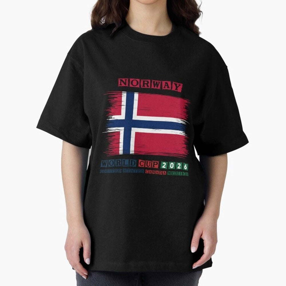 NORWAY WORLD CUP 2026 Oversized T-Shirt Upgrade FIFA World Cup 2026 Group Stage for Fans of Neymar, Haaland and Cristiano Ronaldo and Argentina and Brazil, Bringing Football Passion, Legendary Performances, Festival Vibes and Supporter Community;