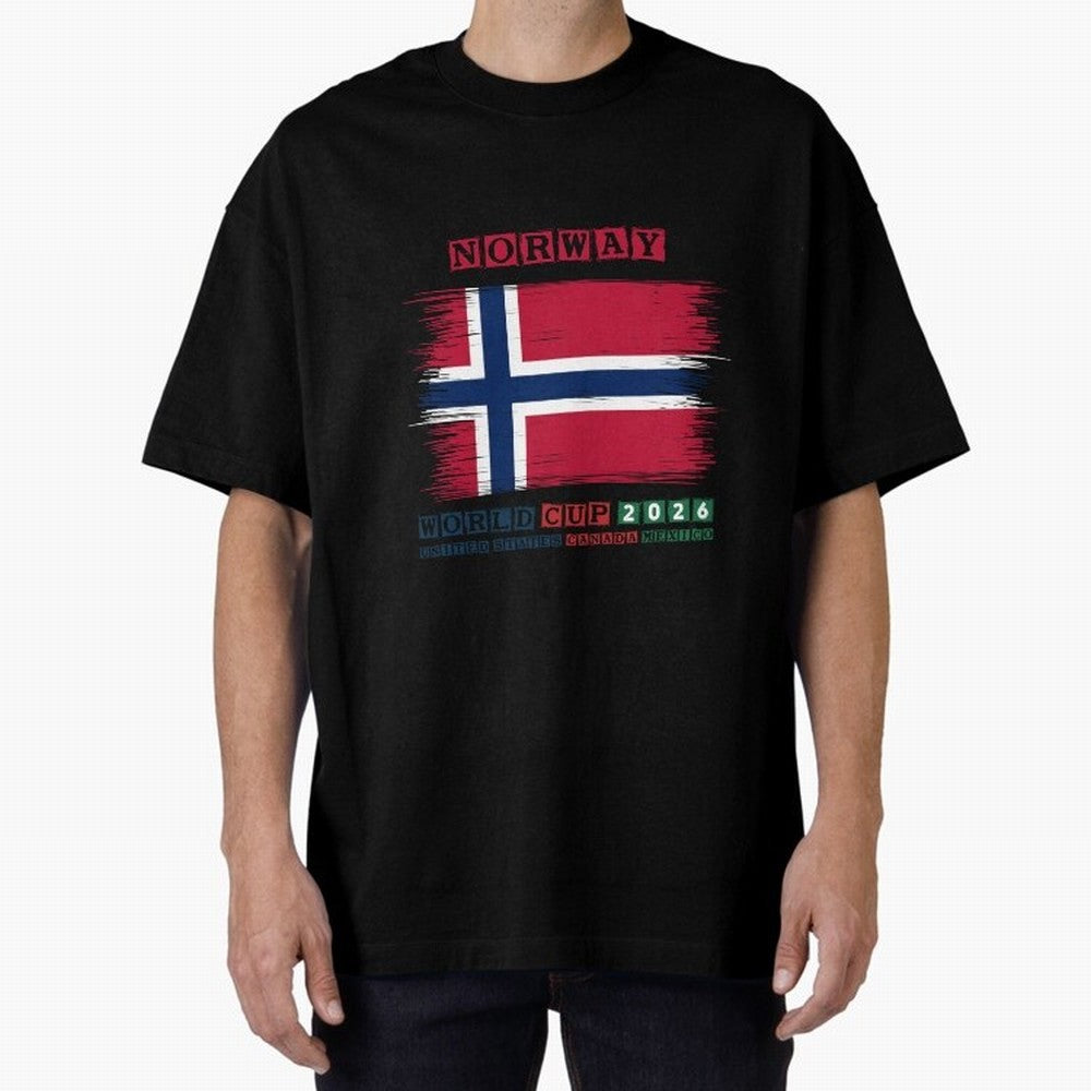 NORWAY WORLD CUP 2026 Oversized T-Shirt Upgrade FIFA World Cup 2026 Group Stage for Fans of Neymar, Haaland and Cristiano Ronaldo and Argentina and Brazil, Bringing Football Passion, Legendary Performances, Festival Vibes and Supporter Community;