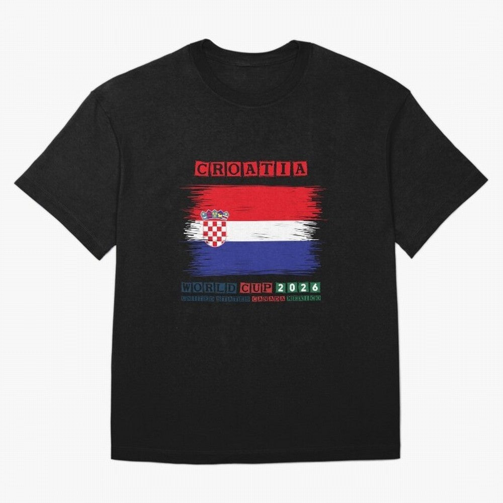 CROATIA WORLD CUP 2026 Oversized T-Shirt Feel the Heartbeat of FIFA World Cup 2026 USA Canada Mexico Highlighting Messi, CR7 and Mbappe, Germany Energy, Football Festival Excitement, Trophy Ambitions, Country Rivalries and Star Player Buzz; Perfect