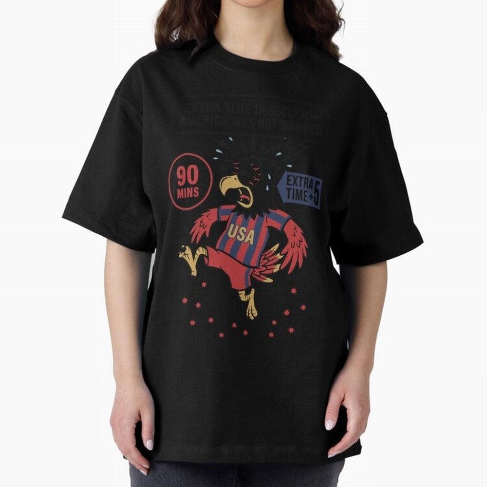 Extra Time ¡ª America Was Not Warned V1 Oversized T-Shirt Celebrate Classic Football Spirit in the FIFA World Cup 2026 USA Canada Mexico Journey through Neymar, Haaland and Cristiano Ronaldo Highlights, England and Germany Pride, Tournament Hype,