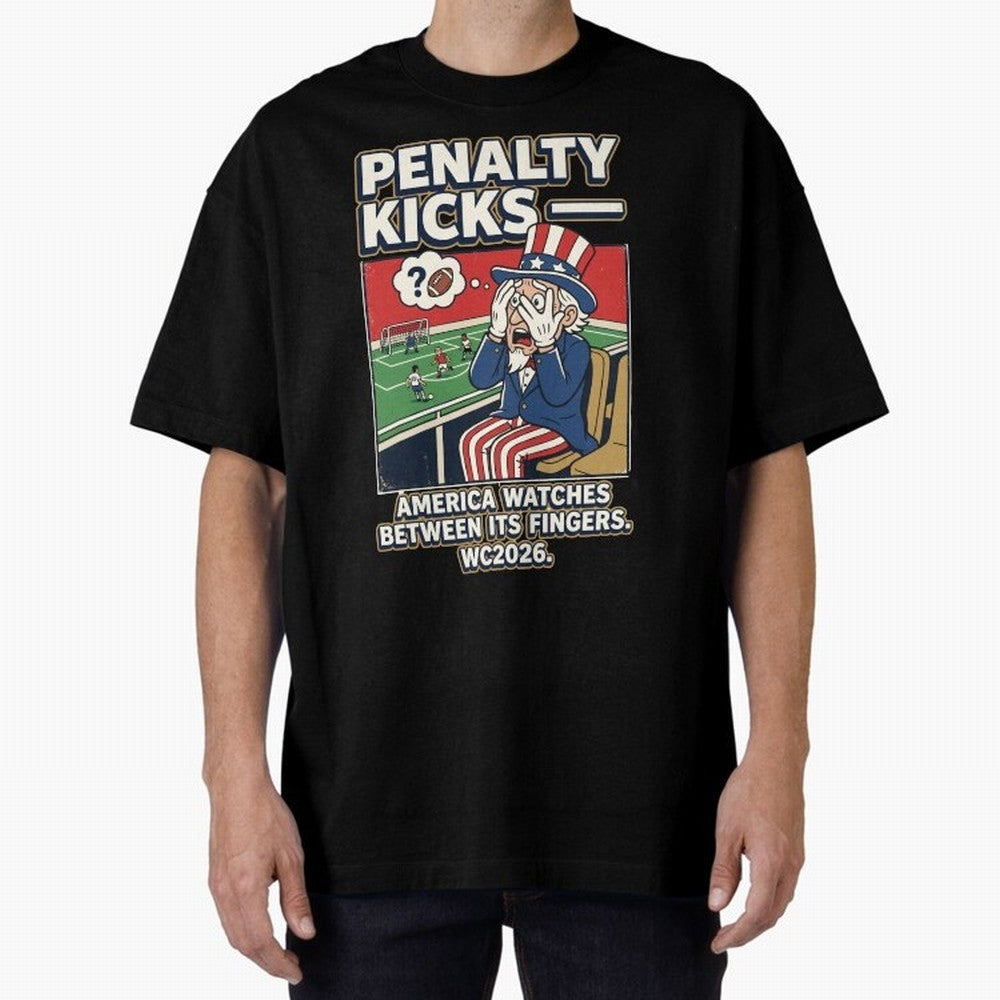 Penalty Kicks ¡ª WC2026 V2 Oversized T-Shirt Celebrate the Stars of FIFA World Cup 2026 Group Stage for Fans of CR7 and Brazil, Portugal and Argentina, Bringing Football History, Final Match Energy, Crowd Noise and Once in a Lifetime Moments; Ideal