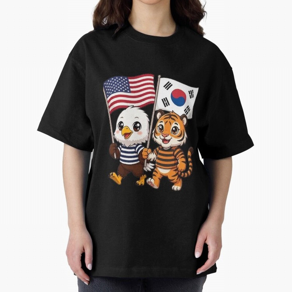 The American eagle and its friend the South Korean tiger Oversized T-Shirt Cheer through Every Moment of the FIFA World Cup 2026 USA Canada Mexico Journey through Cristiano Ronaldo Highlights, Brazil, Portugal and Argentina Pride, Goal Celebration