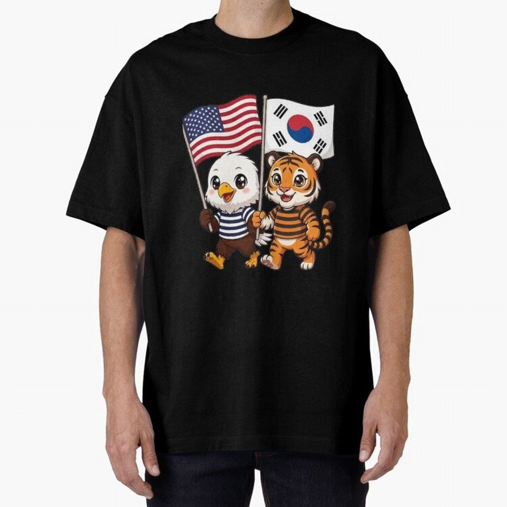 The American eagle and its friend the South Korean tiger Oversized T-Shirt Cheer through Every Moment of the FIFA World Cup 2026 USA Canada Mexico Journey through Cristiano Ronaldo Highlights, Brazil, Portugal and Argentina Pride, Goal Celebration