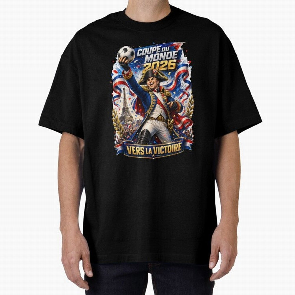 France World Cup 2026 Victory Oversized T-Shirt Enjoy FIFA World Cup 2026 Group Stage for Fans of Neymar and Brazil, Portugal and Argentina, Bringing Vintage Soccer Flavor, Modern Football Stars, National Flags and Final Night Emotion; Created for