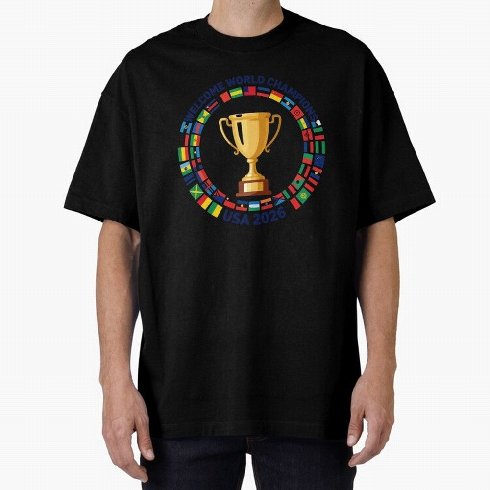 World Cup 2026 Celebration T-Shirt | USA Canada Mexico Soccer Fan Tee Oversized T-Shirt Support the Legends of FIFA World Cup 2026 Group Stage for Fans of Messi and Cristiano Ronaldo and England, France and Netherlands, Bringing Supporter Pride,