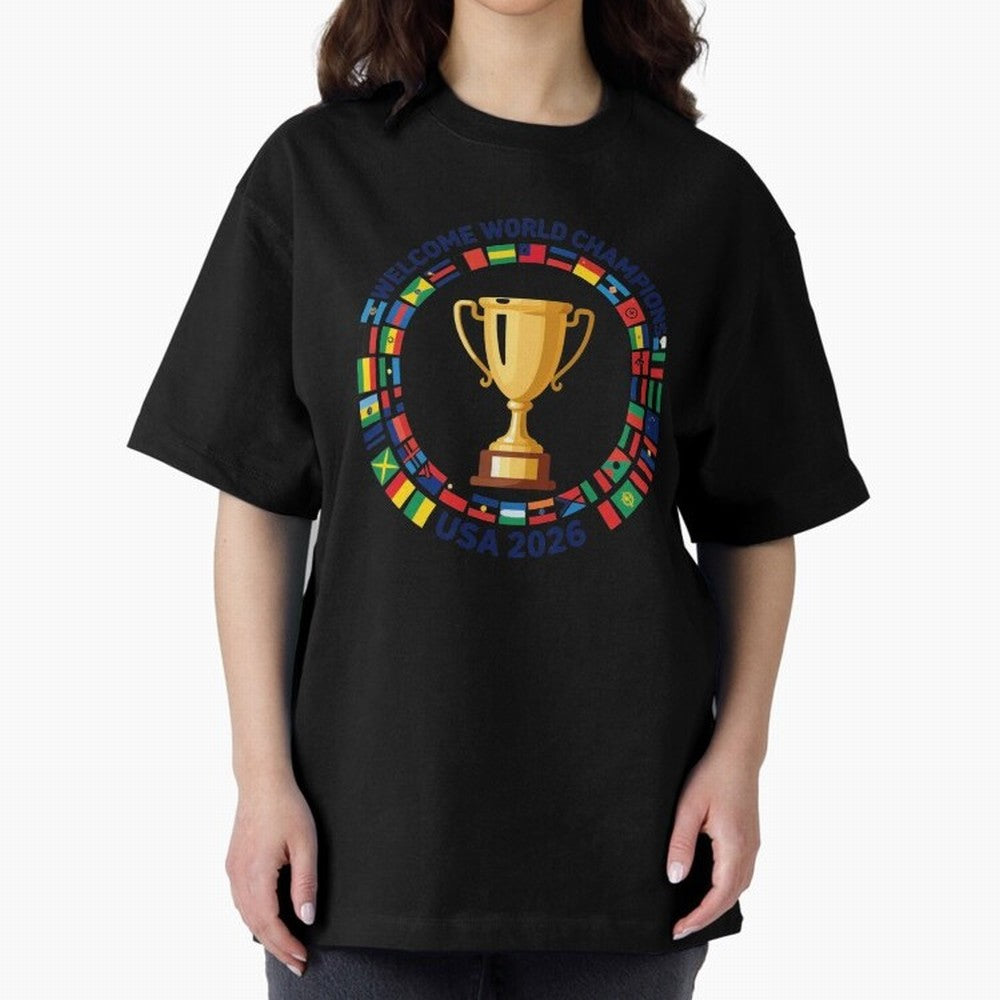 World Cup 2026 Celebration T-Shirt | USA Canada Mexico Soccer Fan Tee Oversized T-Shirt Support the Legends of FIFA World Cup 2026 Group Stage for Fans of Messi and Cristiano Ronaldo and England, France and Netherlands, Bringing Supporter Pride,