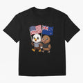 the American eagle and its friend the New Zealand kiwi Oversized T-Shirt Bring International Match Energy to Global Football Passion for FIFA World Cup 2026 Group Stage, Driven by Messi, CR7 and Mbappe, Brazil, Global Supporter Spirit, Legendary