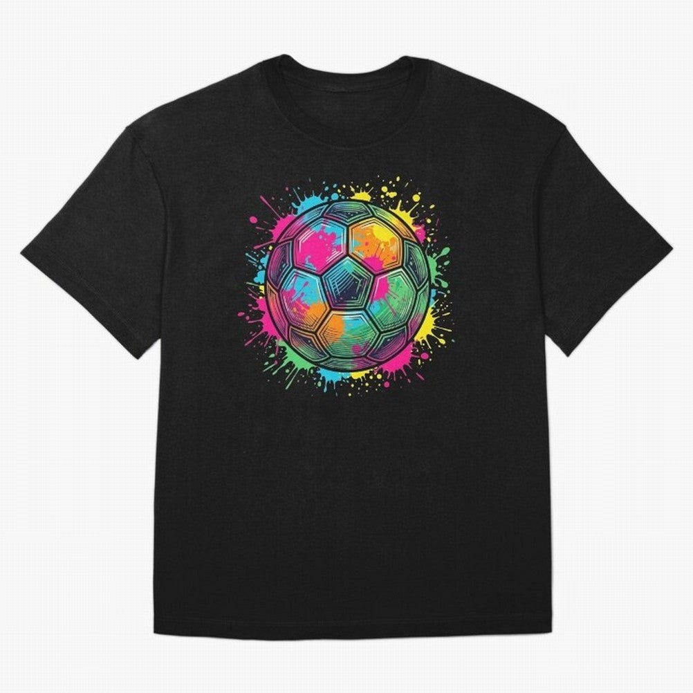 Color Splash Artistic Soccer Ball Design Oversized T-Shirt Relive Legendary Nights from FIFA World Cup 2026 Group Stage Made for Messi, Neymar and Mbappe, Argentina and Brazil Energy, Worldwide Fan Energy, Dramatic Goals, Stadium Lights and