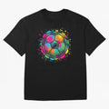 Color Splash Artistic Soccer Ball Design Oversized T-Shirt Relive Legendary Nights from FIFA World Cup 2026 Group Stage Made for Messi, Neymar and Mbappe, Argentina and Brazil Energy, Worldwide Fan Energy, Dramatic Goals, Stadium Lights and