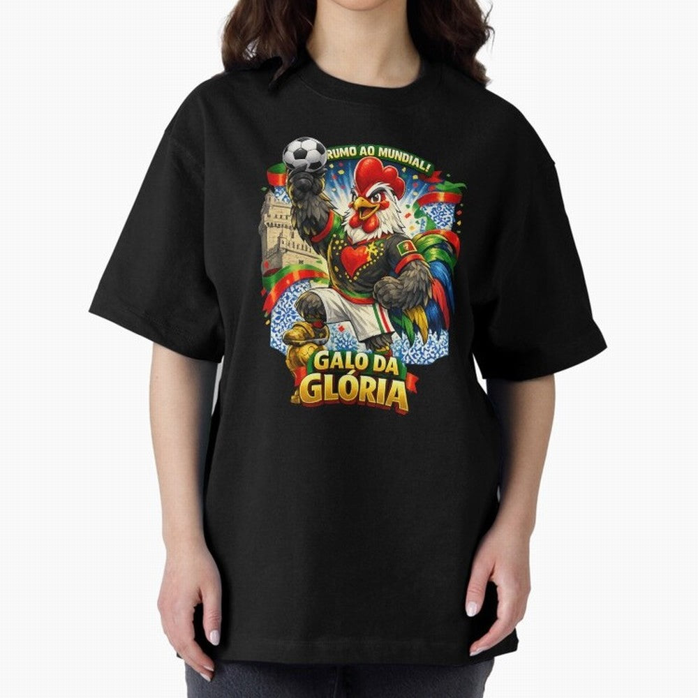 Portugal Rooster World Cup 2026 Fan Art Oversized T-Shirt Feel International Energy from FIFA World Cup 2026 USA Canada Mexico for Fans of Cristiano Ronaldo, Haaland and CR7 and Netherlands, Bringing Championship Spirit, Famous Goals, Roaring
