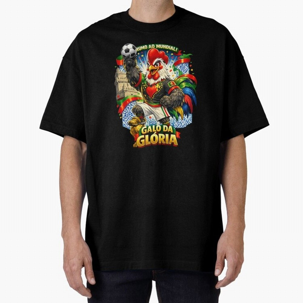 Portugal Rooster World Cup 2026 Fan Art Oversized T-Shirt Feel International Energy from FIFA World Cup 2026 USA Canada Mexico for Fans of Cristiano Ronaldo, Haaland and CR7 and Netherlands, Bringing Championship Spirit, Famous Goals, Roaring