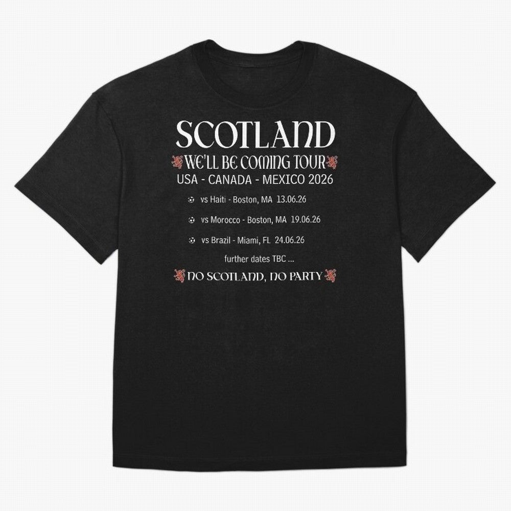 Scotland We'll be Coming Tour Oversized T-Shirt Represent FIFA World Cup 2026 USA Canada Mexico for Fans of Haaland and England and Germany, Bringing Football History, Final Match Energy, Crowd Noise and Once in a Lifetime Moments; Perfect for