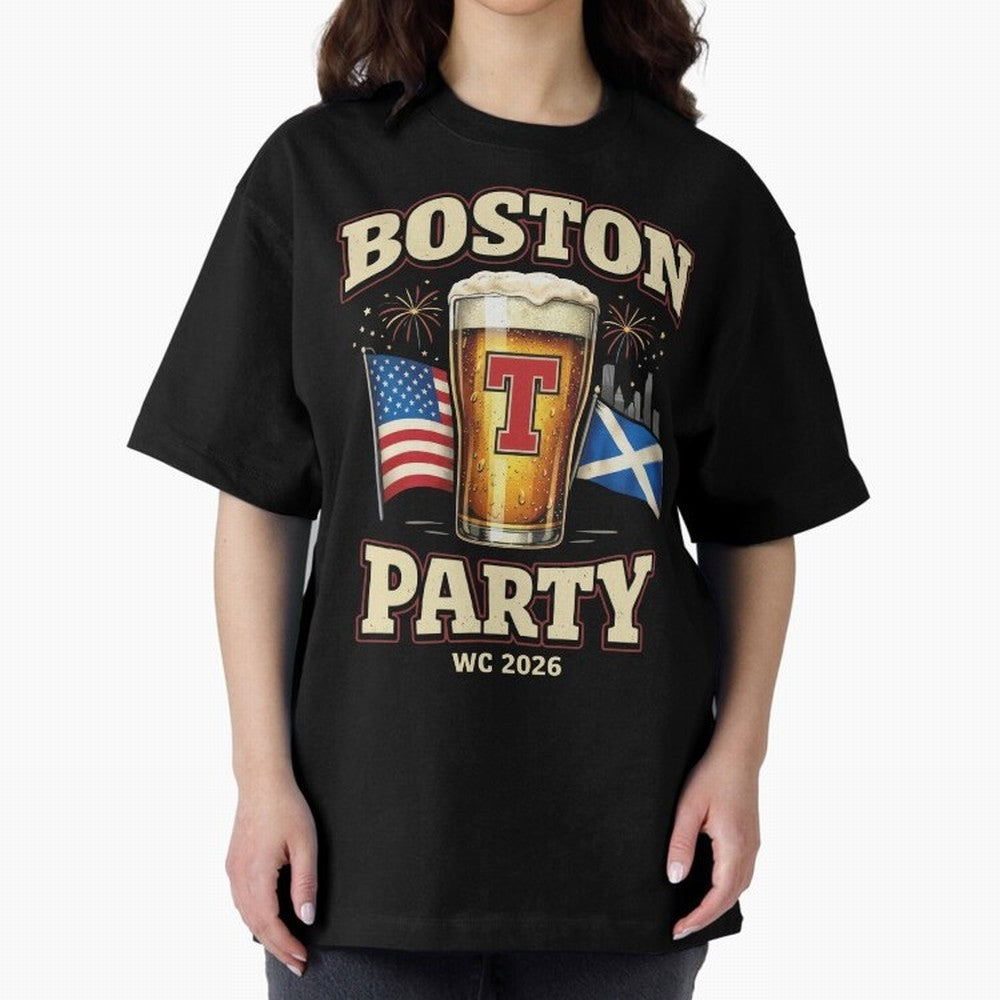 Boston T?Party Scotland Football WC 2026 Oversized T-Shirt Support Your Favorite Stars during the FIFA World Cup 2026 Group Stage Journey through CR7 Highlights, France and Portugal Pride, Championship Spirit, Famous Goals, Roaring Crowds and