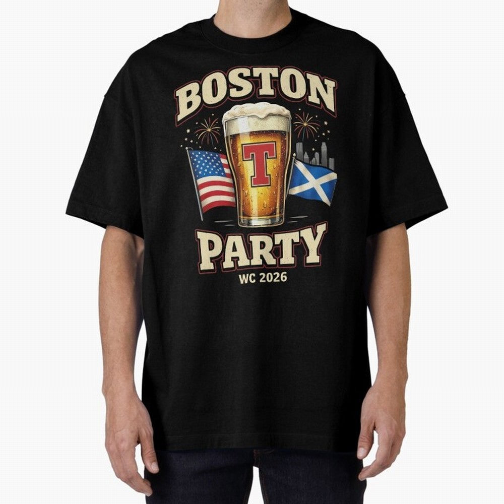 Boston T?Party Scotland Football WC 2026 Oversized T-Shirt Support Your Favorite Stars during the FIFA World Cup 2026 Group Stage Journey through CR7 Highlights, France and Portugal Pride, Championship Spirit, Famous Goals, Roaring Crowds and