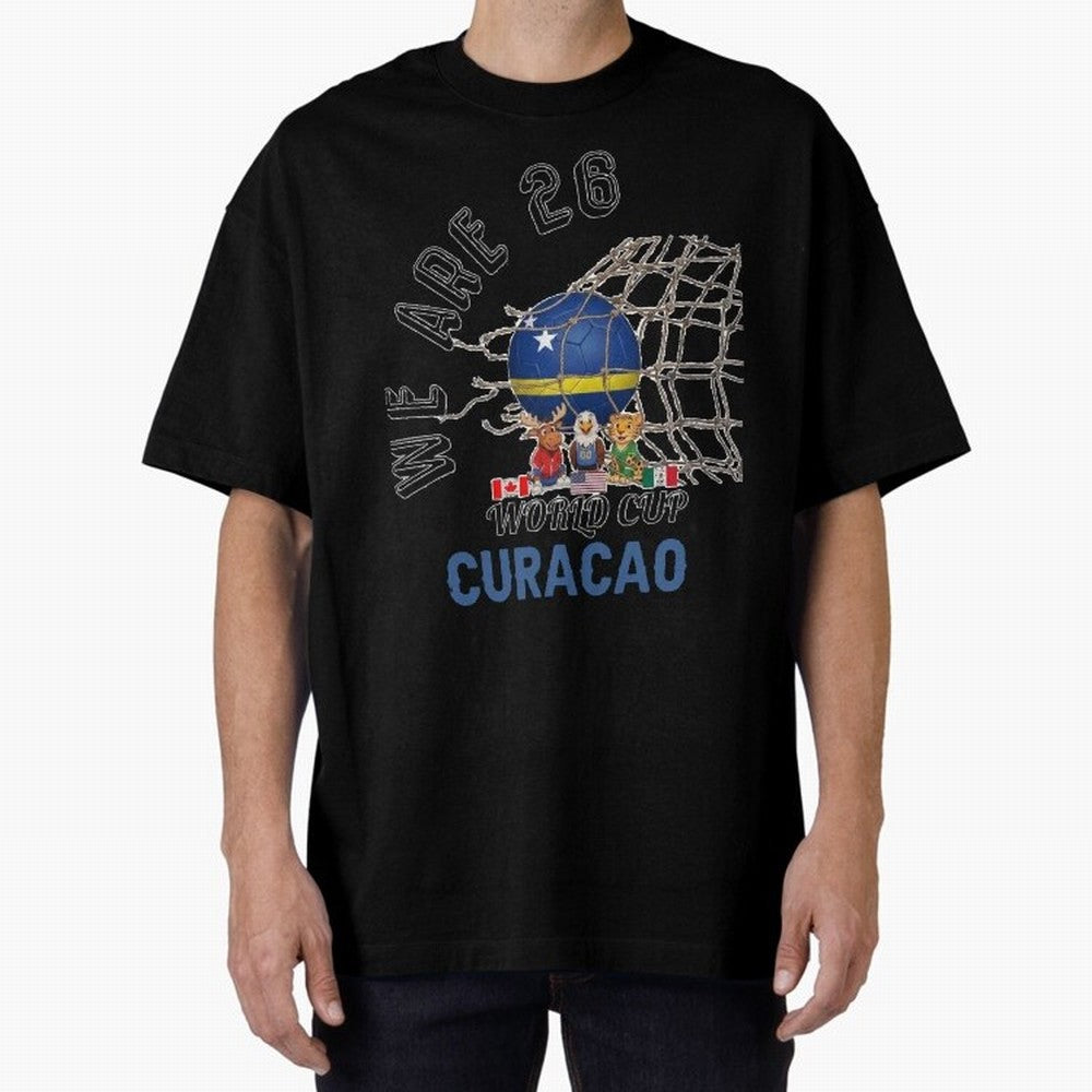 World cup 26 - Curacao Oversized T-Shirt Capture FIFA World Cup 2026 for Fans of Messi and Argentina and Brazil, Bringing Football Festival Excitement, Trophy Ambitions, Country Rivalries and Star Player Buzz; Ideal for Passionate Fans Who Love