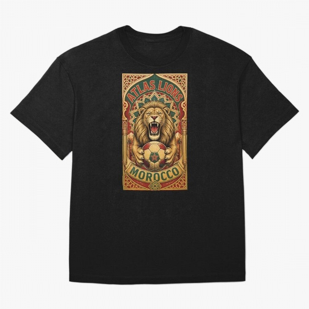 Morocco Soccer Lion - Atlas Lions Vintage African Football Fan T-Shirt Oversized T-Shirt Enjoy FIFA World Cup 2026 Featuring Mbappe, France and Portugal Energy, Tournament Hype, Historic Matchups, Family Viewing Parties and Global Sports Pride;