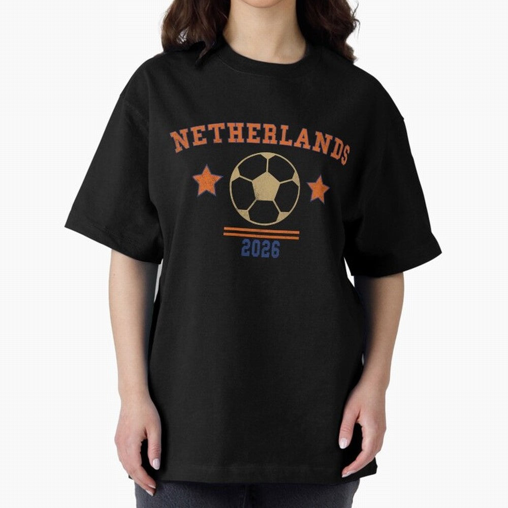 Netherlands ¡ª Vintage Soccer Tee Oversized T-Shirt Bring Retro Soccer Energy to FIFA World Cup 2026 USA Canada Mexico Spirit, Connected to Netherlands, CR7 and Messi, Championship Spirit, Famous Goals, Roaring Crowds and International Football