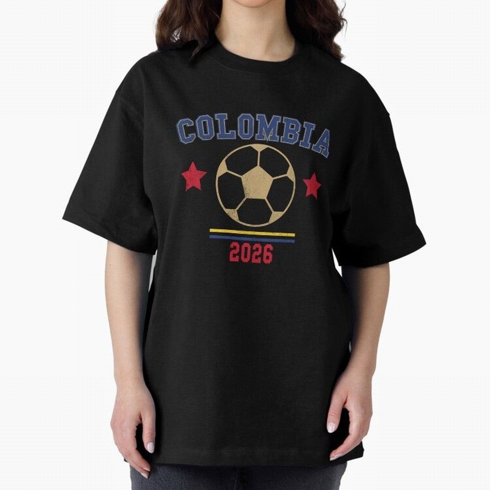 Colombia ¡ª Vintage Soccer Tee Oversized T-Shirt Celebrate the Magic of FIFA World Cup 2026 Group Stage for Fans of Cristiano Ronaldo and Argentina, France and Brazil, Bringing Tournament Hype, Historic Matchups, Family Viewing Parties and Global