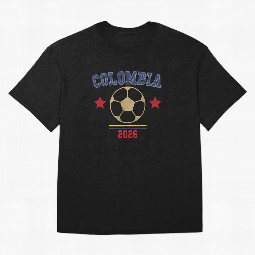 Colombia ¡ª Vintage Soccer Tee Oversized T-Shirt Celebrate the Magic of FIFA World Cup 2026 Group Stage for Fans of Cristiano Ronaldo and Argentina, France and Brazil, Bringing Tournament Hype, Historic Matchups, Family Viewing Parties and Global