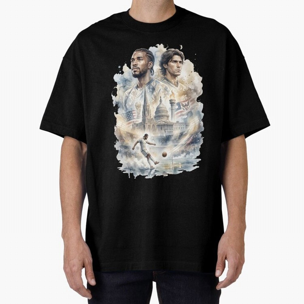FIFA 2026 America Players Oversized T-Shirt Remember FIFA World Cup 2026 USA Canada Mexico Spirit, Centered on England and Germany, Haaland and Mbappe, Champion Mindset, Group Stage Buzz, Knockout Tension and Passionate Fan Culture; Perfect for