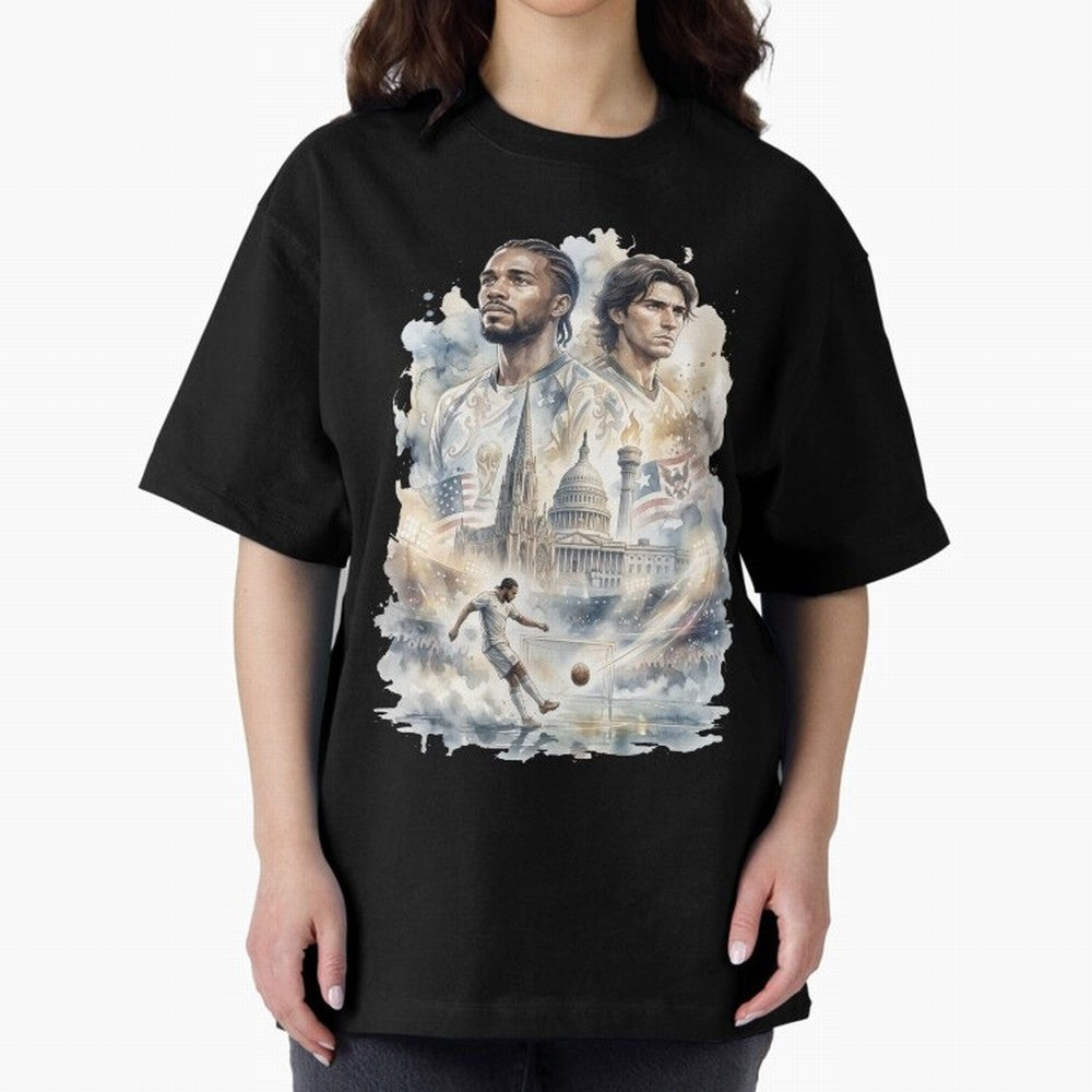 FIFA 2026 America Players Oversized T-Shirt Remember FIFA World Cup 2026 USA Canada Mexico Spirit, Centered on England and Germany, Haaland and Mbappe, Champion Mindset, Group Stage Buzz, Knockout Tension and Passionate Fan Culture; Perfect for