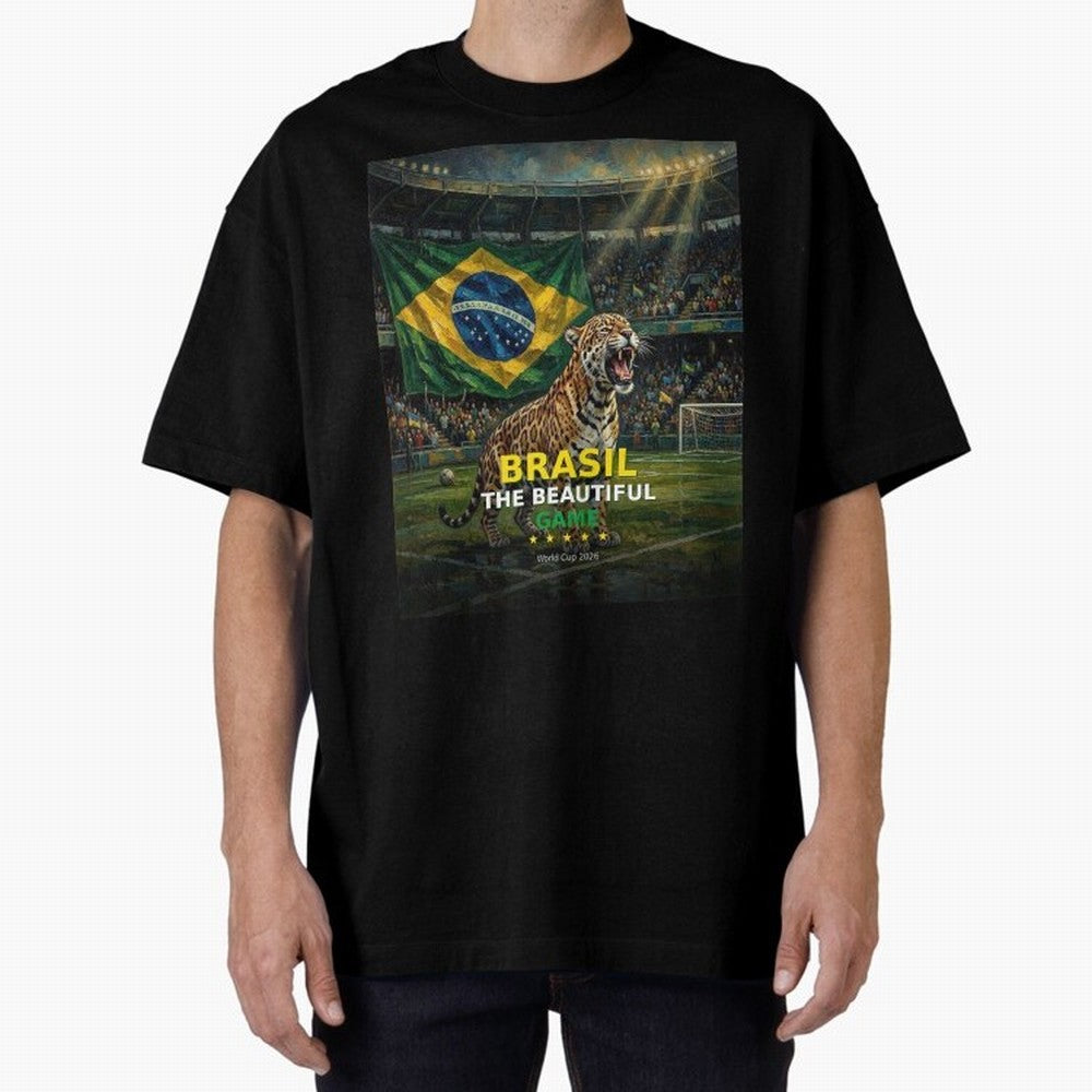 Brasil The Beautiful Game - World Cup 2026 Soccer Fan Tee Oversized T-Shirt Carry National Pride through FIFA World Cup 2026 Group Stage Connected to CR7, Argentina Energy, Retro Football Energy, Iconic Rivalries, Trophy Chase Drama and Stadium