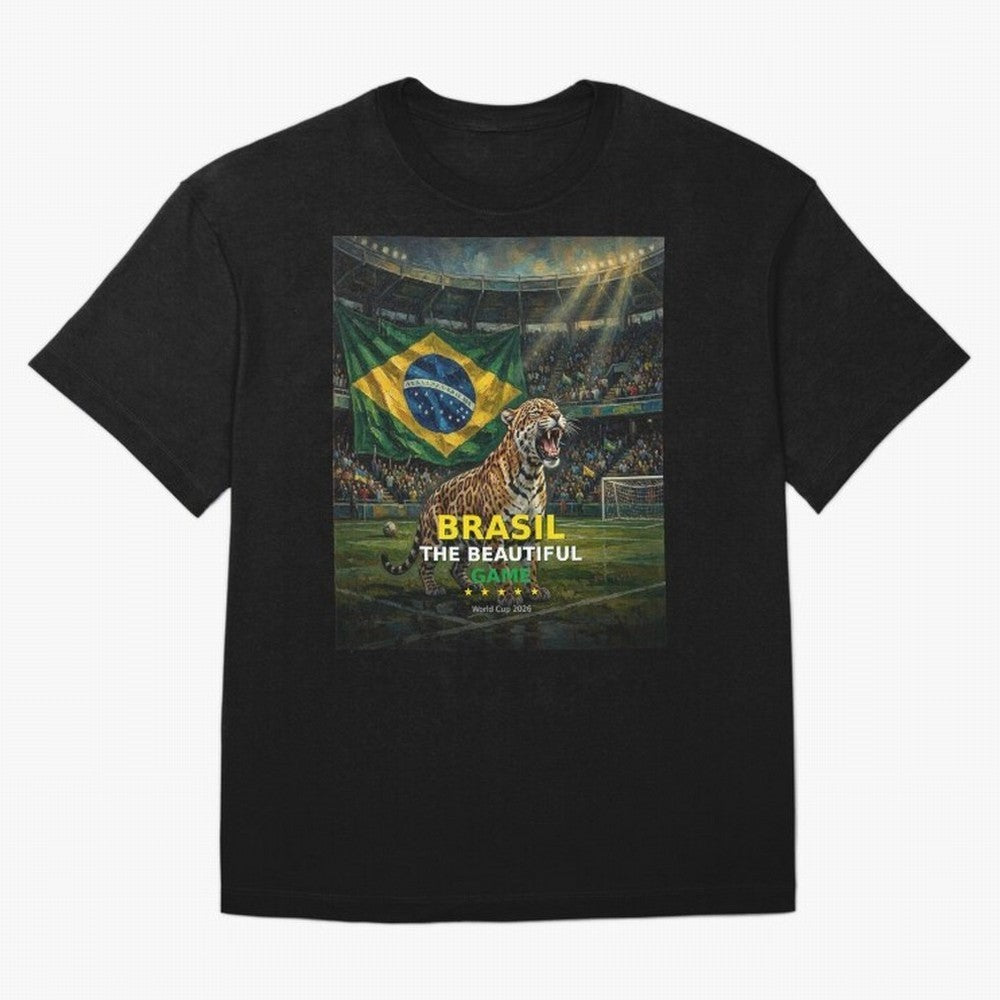 Brasil The Beautiful Game - World Cup 2026 Soccer Fan Tee Oversized T-Shirt Carry National Pride through FIFA World Cup 2026 Group Stage Connected to CR7, Argentina Energy, Retro Football Energy, Iconic Rivalries, Trophy Chase Drama and Stadium