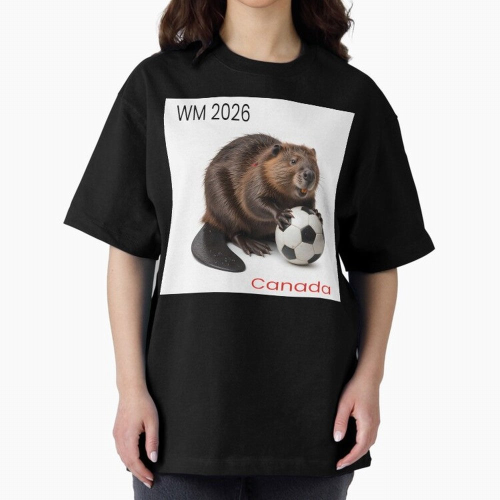 Canadian beaver invites you to World Cup 2026 in USA, Canada and Mexico Oversized T-Shirt Stand Proud for FIFA World Cup 2026 Spirit, Built around France, Mbappe, Retro Football Energy, Iconic Rivalries, Trophy Chase Drama and Stadium Atmosphere;
